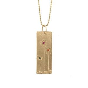 Jules Bryant GIKA 14K GOLD SAPPHIRE FLOWER PENDANT with chain